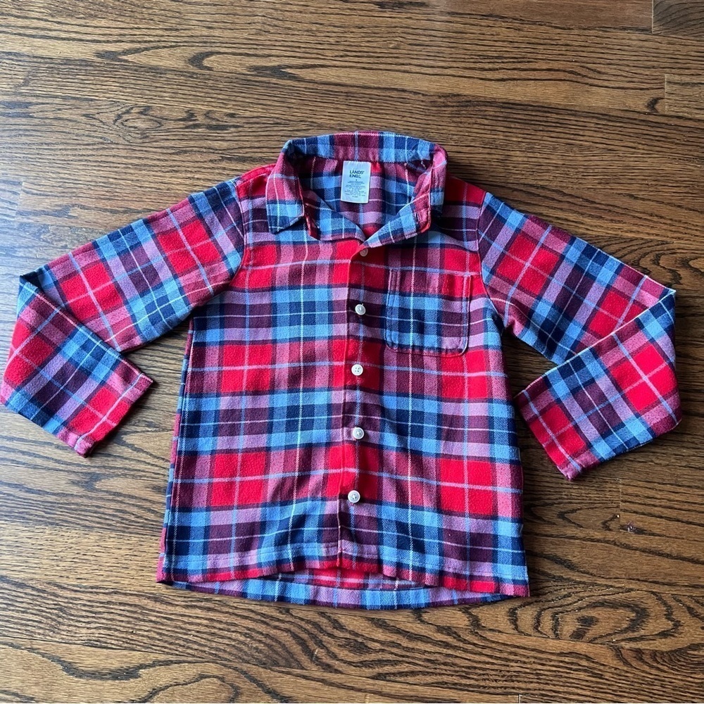 Land’s End Boy’s Plaid Flannel Preppy Button Down Shirt - 8